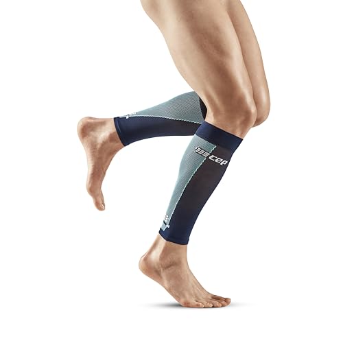 CEP Men’s Calf Compression Running Sleeves | Running Ultralight Calf Sleeves - color: Blue/Light Grey, size: 3