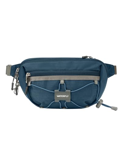 WATERFLY Small Fanny Pack RFID Blocking Travel Hiking Crossbody Waist Bag - color: Dark Blue