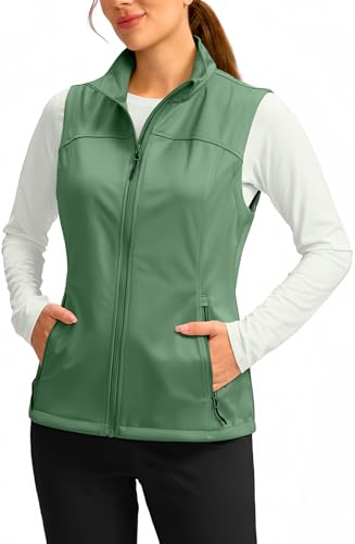 Soothfeel Women's Vest with 4 Pockets Lightweight Jacket Hiking Travel - color: Green, size: X-Small