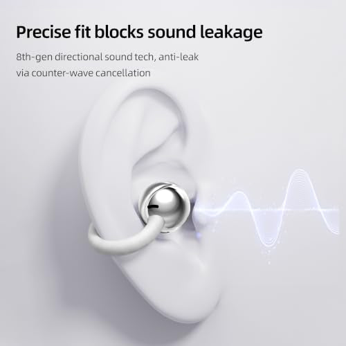 Open Ear Earbuds Clip On Headphones Wireless Earbuds for Workout(Silver) - color: Silver