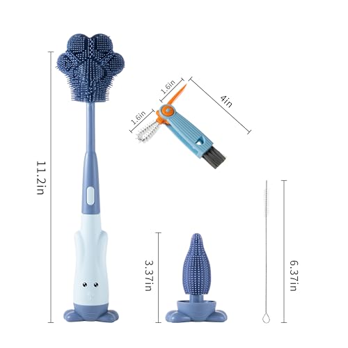 Silicone Baby Bottle Brush with Stand, Water Bottle Brush Cleaner Set - color: Pink 3