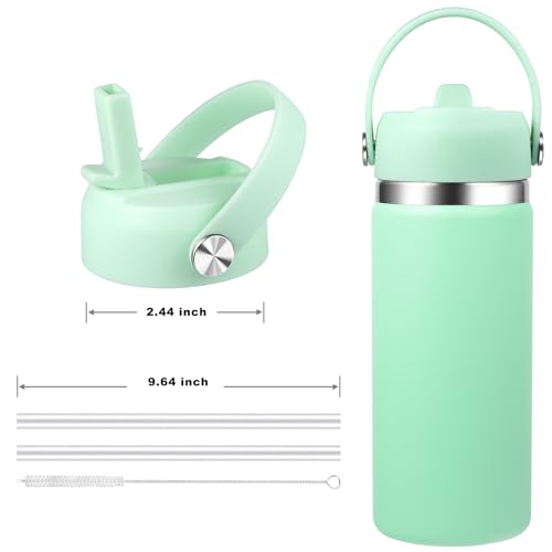 KMN Wide Mouth Straw Lid with Flip Top, Replacement Cap with Straw for Hydro Flask 18 32 40 oz Wide Mouth Water Bottle & 12 16 20 oz Coffee Flask, BPA-Free Leakproof Sports Lid (Light Mint) - color: Light Mint