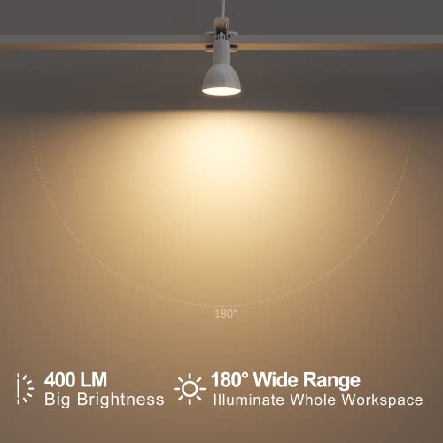 deeloop Clip On Light, 400LM Reading Lamp, Flexible Clamp Light, White - color: White