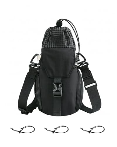 Water Bottle Holder with Strap 40/32 oz Crossbody Water Bottle Purse Bag for Women Men with Phone Pocket for Hiking Walking Gym Cycling - color: Black