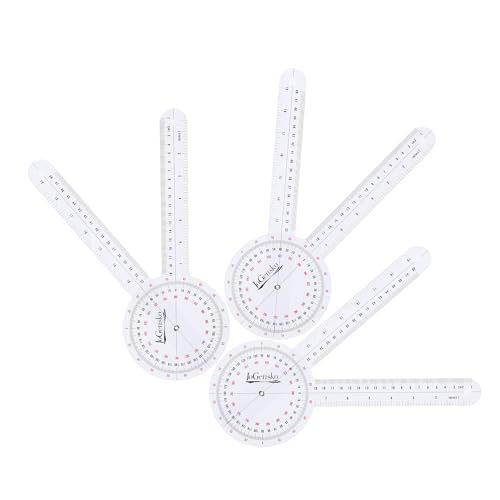 12 Inch Goniometer for Orthopaedic Use, 360 Degree Large Size Plastic Goniometer，Physical Therapy Angle Protractor Ruler for Knee Joints, Elbow, Shoulder or Hip, 3 Pieces (3)