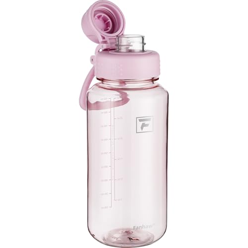 Fanhaw 32oz Clear Plastic Water Bottle with Fast-Flow Lid, Cherry Blossom - color: Cherry Blossom