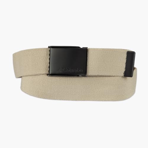 Columbia Men's Military Plaque Buckle Fabric Belt- One Size 42" Length - Everyday and Outdoor Wear - color: Khaki Stretch Strap