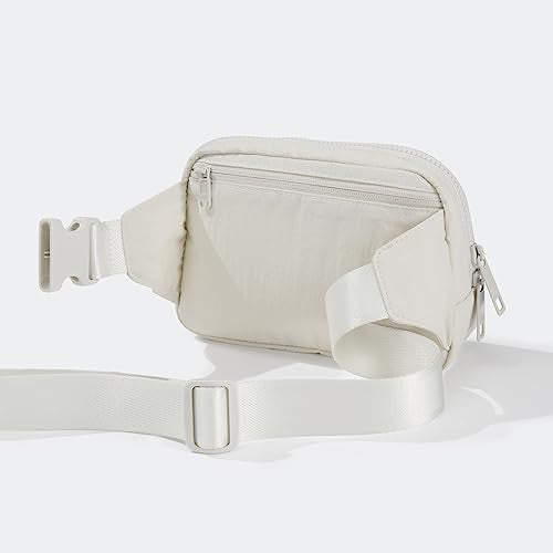 Pander Belt Bag Large 2L, Nylon Fanny Pack Purse for Women and Men with Adjustable Strap - color: White Opal