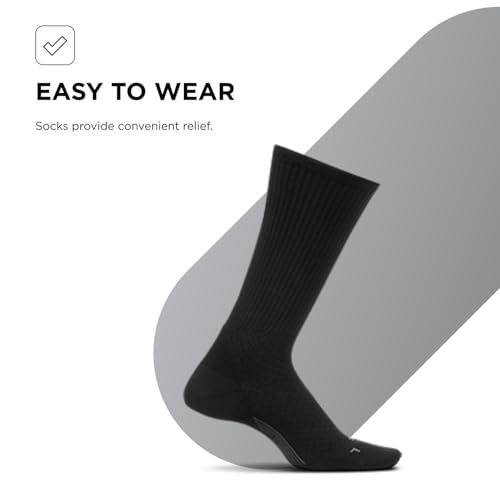Feetures Plantar Fasciitis Relief Light Cushion Crew Sock, Black - color: Black (1 Pair), size: Large
