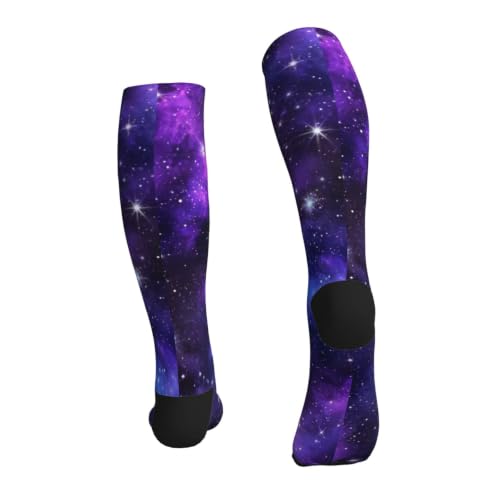 Compression Socks Women And Men For Nurses Travel Pregnancy Recovery Running Athletic - color: Galaxy Elements Purple Blue