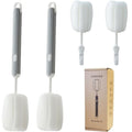 Bottle Brush Long Handle Cup Cleaner Brush Sponge Bottle Scrubber Detachable Handle Portable Sponge Cleaning Brush for Cups Wine Glasses Water Bottles Baby Bottles and Vacuum Flasks (Grey) - color: Gray