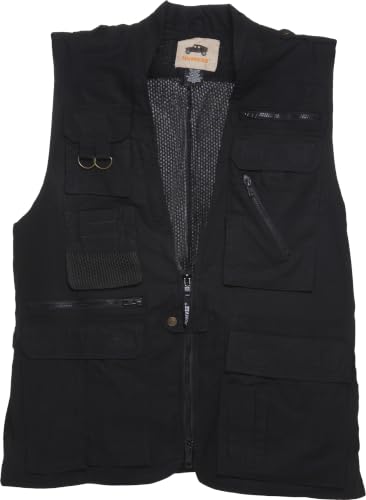 Humvee Utility Vest with 21 Pockets -Travel, Safari, Hunting, Camping, 100% Cotton, Tactical Jacket for Men & Women - color: Black, size: Large