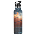 Basketball Water Flame Water Bottle Thermos Stainless Steel Vacuum Insulated Mouth Bottle with Wide Handle - color: Basketball Water Flame