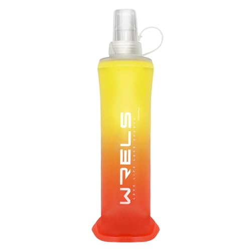 WRELS Soft Flasks TPU Soft Water Bottles Folding Soft Running Water Flask Small for Outdoor Sports Hiking Hydration Pack 8oz/17oz Hiking Cycling Climbing - color: Yellow-250ml