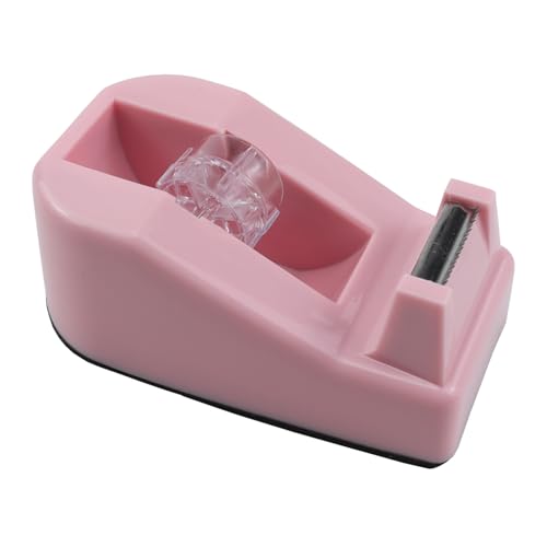 1Pcs Desktop Tape Dispenser,Adhesive Roll Holder with Weighted Nonskid Base,Office Tape Dispensers for School, Office and Home (Pink) - color: Pink