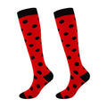 Junely Compression Socks for Women Knee High Striped Polka Dot Stockings - color: Red Polka Dot