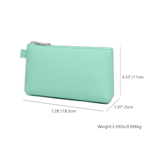 Small Makeup Bag for Purse, Leather Cosmetic (Light Green) - color: Light Green