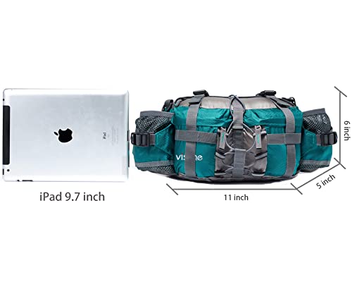 VISCNE Outdoor Fanny Pack Hiking Fishing Waist bag 2 Water Bottle Holder Lumbar Pack - color: Red