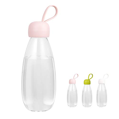 emoi BPA Free Water Bottle, 16oz/480ml Cute Water Bottle with Carrying Strap, Ideal for Kids Boys Girls Students Women Healthy Hydration-Pink - color: Pink Cap, size: 16 Ounces
