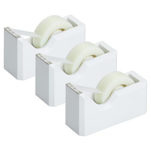 JAM PAPER Colorful Desk Tape Dispensers - White - 3/Pack - color: White, size: Pack of 3
