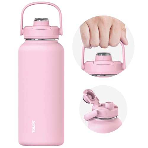 TOURIT 24 oz Insulated Stainless Steel Water Bottle, Pink - color: Pink, size: 32 Ounces