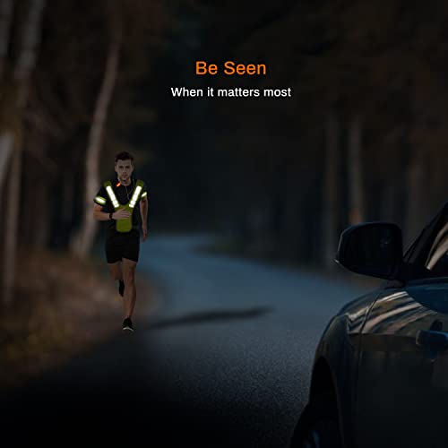Reflective Running Gear Safety Bundle - Reflective Vest, LED Safety Light, Reflective Bands, Night Safety Gear for Runners, Cycling, Hiking, Walking - High Visibility Reflective Gear