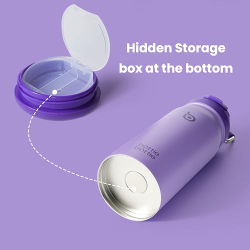 BOTTLE BOTTLE 16 oz Sports Water Bottle with Pills Holder Purple - color: purple