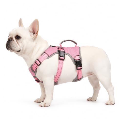 Escape Proof Dog Harness, No Escape No Pull Reflective Dog Harness with Durable Handle, Adjustable Heavy Duty Vest for Small Medium Large Dogs, Walking and Training (Pink,M) - color: Pink, size: M (Pack of 1)