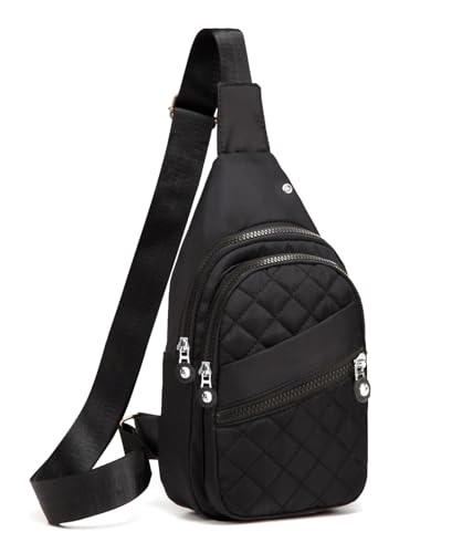AOSTIHOT Crossbody Sling Bag Small Sling Backpack for Women, Chest Daypack Crossbody Shoulder for Travel Sport Running Hiking - color: A Black