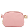Lightweight Soft PU Pebbled Leather Sling Fanny Pack Belt Bag with Gold Metal Buckle (Pink) - color: Pink