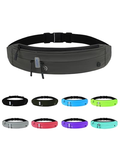WATERFLY Running Belt Fanny Pack:Phone Holder Belt for Men Women - color: Charcoal gray