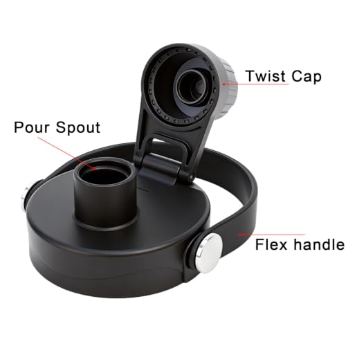 Spout Lid Replacement Fits Hydroflask Wide Mouth Wate Bottle 32oz 40oz 64oz - color: Black (1 pcs)