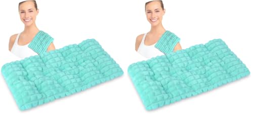 REVIX 6 * 12" Moist Heating Pad Microwavable, Reusable Microwave Heating Pads for Joints, Weighted Heat Packs with Flaxseeds for Shoulders, Neck, Back, Unscented (Pack of 2) - size: 6 x 12" (Pack of 2), style: Green
