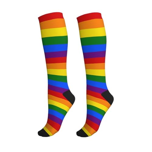 Compression Socks Knee High Support Stockings Women Men - color: Lgbt Flag Gay Pride Rainbow