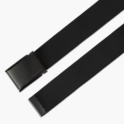 Columbia Men's Military Plaque Buckle Fabric Belt- One Size 42" Length - Everyday and Outdoor Wear - color: Black Stretch Strap
