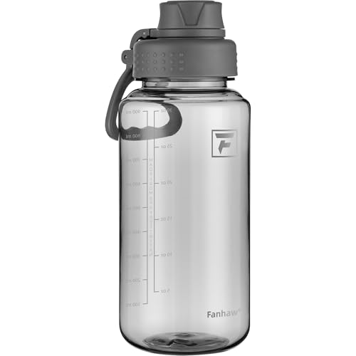 Fanhaw 32oz Clear Plastic Water Bottle with Fast-Flow Lid, Gray - color: Gray