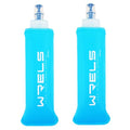 WRELS TPU Soft Flask Lightweight Portable Reusable Water Bottle,BPA Free Collapsible Flask for Hydration Pack in Running Hiking Cycling and Marathon - color: Light Blue-250ML*2