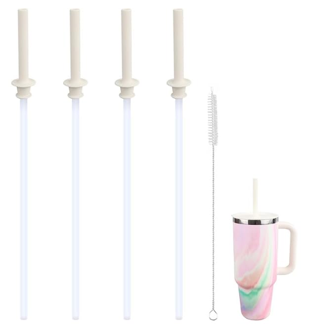 Replacement Straws and Bite Valve for Hydro Flask Around Travel Tumbler 40oz 32oz 28oz 20oz,with 1 Brush (white) - color: White