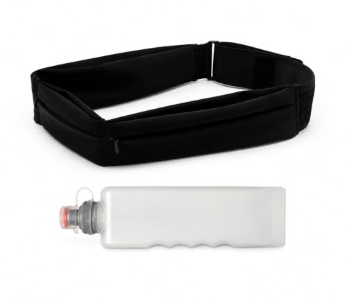 Running Belt for Women and Men, Water Proof Running Belts Fanny Pack with Water Bottle, Slim Running Bag Belts with Phone Holder Bottle Holder Adjustable Fit for Runner