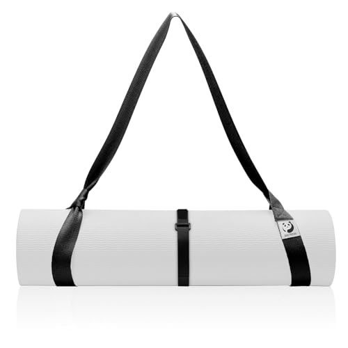 Slim Panda Yoga Mat Strap, Adjustable Soft Cotton Carrier - color: Matte Black, size: 72 inches