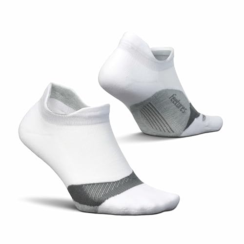 Feetures Elite Light Cushion No Show Tab Sock Wave - color: New White (1 Pair), size: Medium