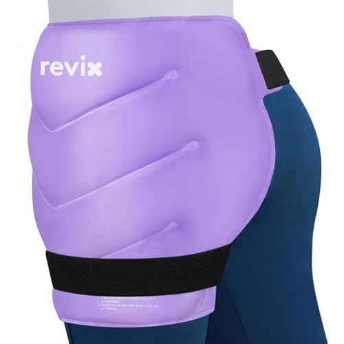 REVIX Extra Large Hip Ice Pack Wrap with Straps, Reusable Gel Pack Flexible - color: Purple