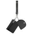 Keychain Wristlet Wallet for Women Zippered Dual Pouch Wristlet Nylon Coin Purse Small Wallet with Key Ring - color: Quilted-black