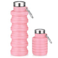 Baderke Collapsible Water Bottle 17oz Silicone with Buckle, Pink - color: Pink