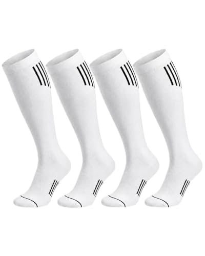 4-Pack 15-20 mmHg Athletic Compression Socks - color: White, size: Large-X-Large