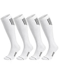 4-Pack 15-20 mmHg Athletic Compression Socks - color: White, size: Large-X-Large