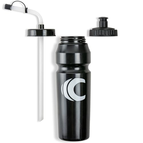 Cannon Sports 1 Liter Sports Water Bottle, 2 Lids, BPA-Free (Black) - color: Black