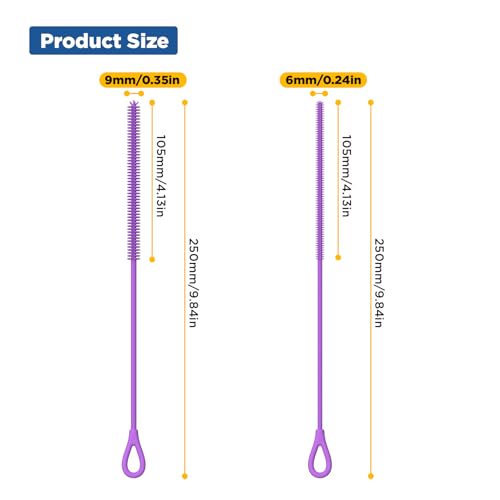 YOTIME Silicone Straw Cleaner Brush, 2Pcs Reusable Straw Brush, Purple - color: Purple