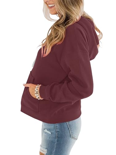 Women Hoodies Pullover Casual Loose Fit Long Sleeve Sweatshirt with Pockets - color: 2025 Dark Brown, size: XX-Large