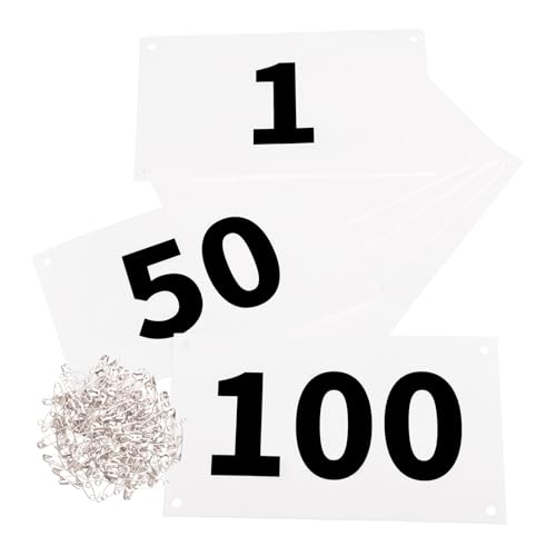 Azarxis Running Bib Competitor Numbers with Safety Pins, Tyvek Tearproof Waterproof 4"x7" / 6"x7.5" for Marathon Races Events - color: #01 [4"x7"] Numbers 001-100